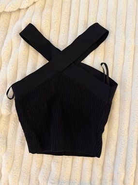 Aritzia Black Ribbed Halter Top